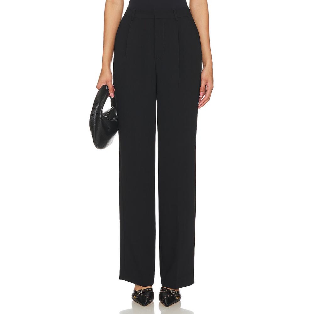 Women's Size 6 Good American Black Luxe Suiting Column Trouser Hi-Waisted Pant